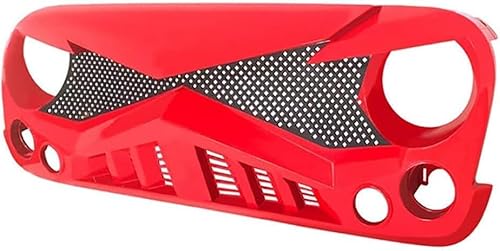 LUCKQ para gonmf Car Front Bumper Radiator Grilles for Jeep Wrangler JK 2007~2017 Frontal Radiador Malla Central Entrada, Coche Rejillas Frontales Parrilla Radiador Parachoques Delantero Capó,1 Red