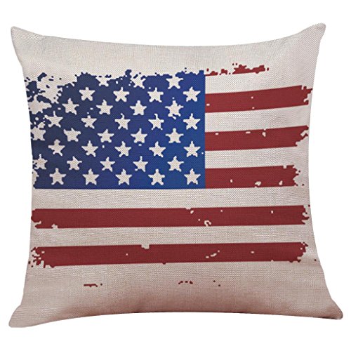 Funda de almohada de la bandera americana,Subfamily®Cajas de almohada de la bandera americana vintage Funda de cojín de sofá de lino de algodón Decoración del hogar (C)