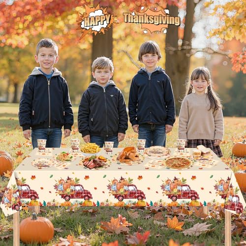 102 Pcs Thanksgiving Party Supplies Sets - Includes Happy Thanksgiving Dinner Paper Plates Napkins, Give Thanks Banner Dessert Plates Cups Tablecloth for Fall Thanks Giving Party Decorations, Serve 25 - image 7