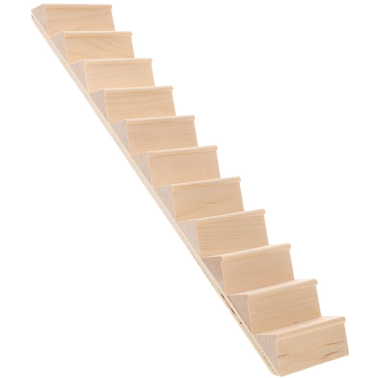 GALPADA Miniature Dollhouse Stairs 1/12 Scale Wooden Staircase Diy Accessory without Handrail for Mini House Furniture Decoration 11.81X2.20X0.91In
