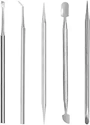 Kit Manicure Profissional 5 Itens Espátulas Palitos Aço Inox Pedicure Podologia Cutemax