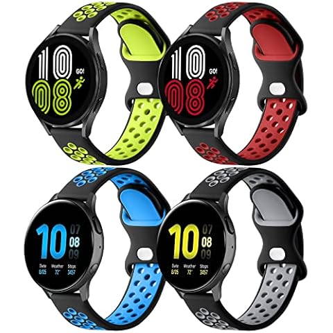 Netolo 4 Packs Armband Compatible with Samsung Galaxy Watch 5/Watch 5 Pro/Galaxy Watch 4 40mm 44mm/Watch 4 Classic 42mm 46mm/Watch 3 41mm/Active 2 40mm 44mm/Gear S2 Silikon Sport Armband, 20mm Cover