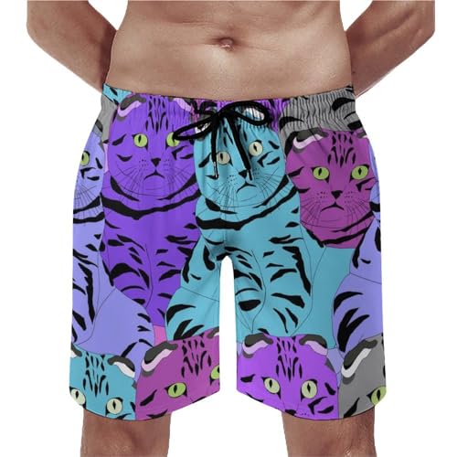 Swim trunk homme chat de couleur short de bain léger maillot séchage rapide S