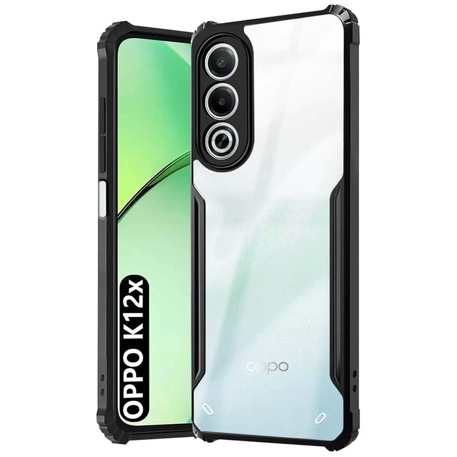 Fashionury Shockproof Crystal Clear Back Cover Case for Oppo K12x 5G | Protective Design | 360 Degree Protection | Transparent Back Cover Oppo K12x 5G (Black Bumper) (B0DCSTY3MW) Amazon Price History, Amazon Price Tracker