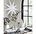 HOUSM 23.6inch Large Moroccan Paper Star Lanterns with 9-Pointed White Shade and LED Fairy Lights for Christmas, Weddings, Parties