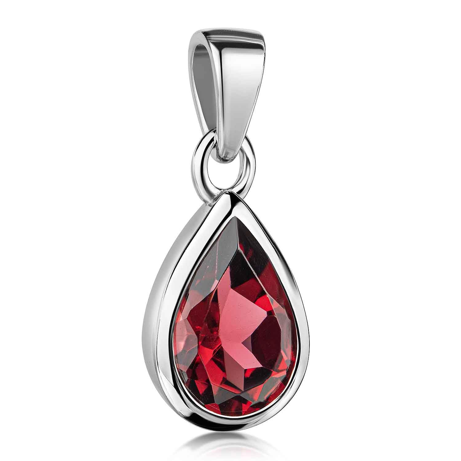 MATERIA by Matthias Wagner Ciondolo granato in argento 925 gocce rosso rodiato a scelta con catena KA-274-rosso