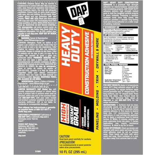 DAP Heavy Duty Construction Adhesive, Off-White, 28 oz miniatura 6
