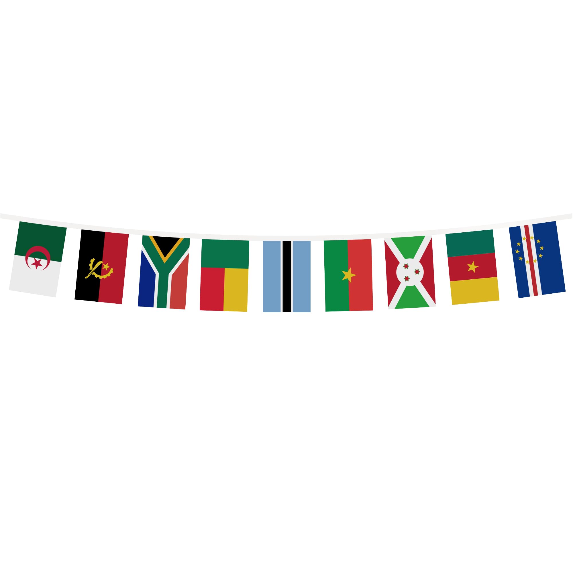 AZ FLAG - Fahnenkette 54 Länder Afrika 16 Meter Mit 54 Flaggen - 21x14 cm - Afrkanische Girlande Flaggenkette 14 x 21 Cm