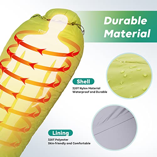 Tobtos Mummy Sleeping Bag, 4 Season Warm & Cold Weather Camping Sleeping Bag For Adults, Lightweight Backpacking Sleeping Bag With Compression Sack For Camping, Outdoor, Hiking, Backpacking (Green) #TOP2