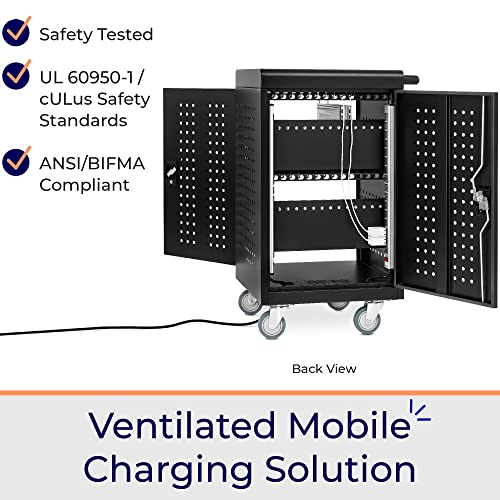 Line Leader 30 Unit Mobile Charging Cart With Locking Cabinets | Ul Safety-Certified Charging Station For 30 Tablets, Laptops Or Chromebooks | Ansi/Bifma Standard Laptop Cart & Classroom Storage Cart #TOP2