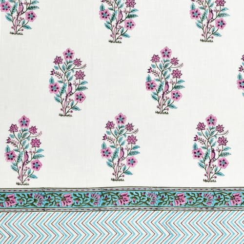 Image of BLOCKS OF INDIA Hand Block Printed Cotton Linen Daylight Door Curtain (Style 7, Door 7 FEET)