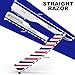 UM Supplies Straight Edge Barber Razor | Professional Men's Straight Shaving Razors kit With 10 Replaceable Blades | Cut Throat Shavette | Barber Pole Red, White, Blue