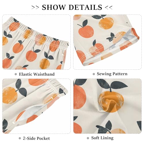Peach Watercolor Pattern Pajama Shorts Summer Lounge Pajama Bottoms Elastic Waist Pjs Pants for 6-14 Years3