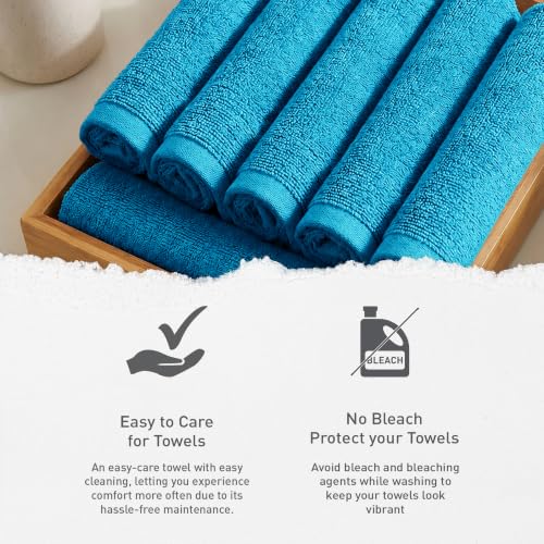 Image of MYTRIDENT Face Towel | Urban Comfort | Quick Drying | Travel Friendly | for Men /Women | 6 Pc Face Towel (30 cm x 30 cm) | 100% Cotton 450 GSM - Teal Sachet