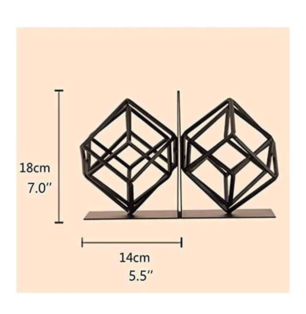 Moderne schwarze Metall-Buchstützen – geometrische dekorative Buchstützen für Regale – stilvolles, einzigartiges Design für Zuhause und Büro