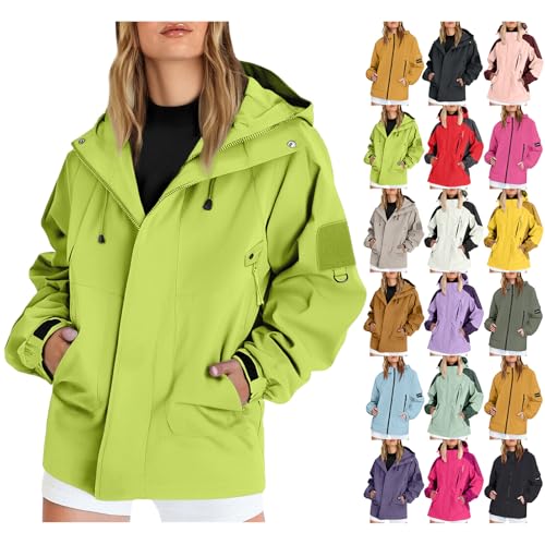 Rain Jackets for Women Loose Fit Waterproof Lightweight Rain Coat for Hiking Travel Windbreaker with Hood Trench Coat