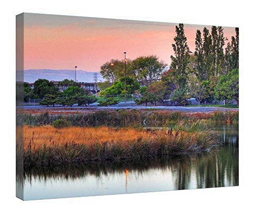 Toile encadrée en bois lac tableau décoration murale 40x50