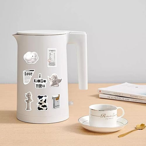 Miniatura 4 de Calcomanías estéticas VSCO para botellas de agua, calcomanías de vinilo simples en blanco y negro para laptop, 61 calcomanías de bricolaje para