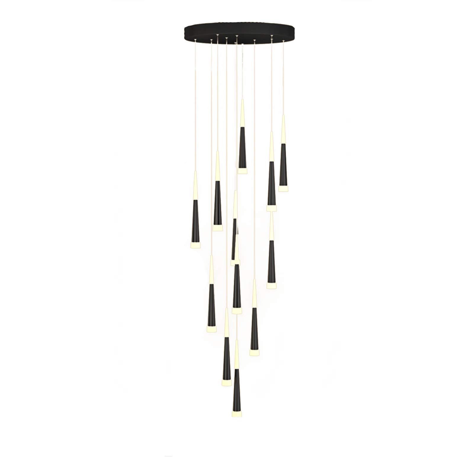 Plafonnier LED escalier suspendu en spirale noir et blanc réglable - 8