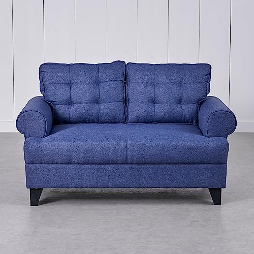 Image of Home Centre | Helios California | Fabric|Solid Wood | 2 Seater Sofas | Blue | 1 Year Warranty