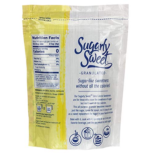 SUGARLY SWEET Zero Calorie Granulated Sweetener with Sucralose, Baking Blend, Sugar Substitute, Sugar Alternative, 1.5 Pound Bag (24 Ounces)