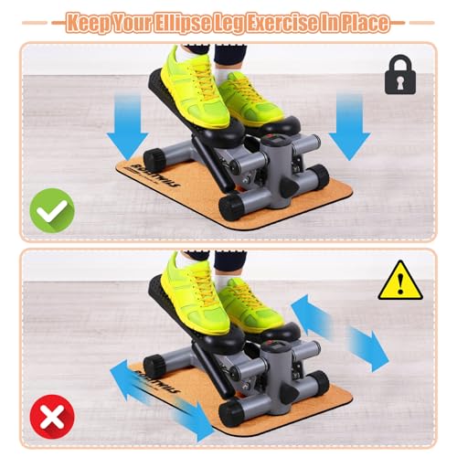 Image of Under Desk Elliptical Mat - Non-Slip Exercise Equipment for Peloton Bike, Small Exercise Mat for Desk Workout Equipment, Premium Cork Surface