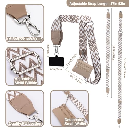 Image of XANGNIER Clip and Go Strap for Phone with Wallet Crossbody, Phone Strap with Zippered Wallet, Adjustable Anti Theft Cellphone Lanyard for Women, Cellphone Chain Accessories,Multicolor 21