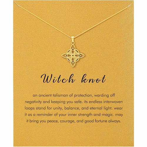 RZKING Witches Knot Necklace Nudo De Bruja Wiccan Witch Jewelry for Women Pagan Protection Symbol Pendant Holiday Gift for Her (Witches Knot)