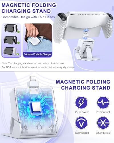 Image of FYOUNG Accessories Kit for PlayStation Portal, Carrying Case Bundle and Magnetic Portable Charger for PS5 Portal with Protective Case, 2 Screen Protectors, Wired Headphone, 8 Thumb Grips (White)