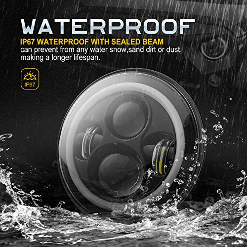 Image of LX-LIGHT Dot Approved 7inch LED Headlights with White DRL /Amber Turn Signal + 4 inch LED Fog Lights with White DRL Halo Ring for Jeep Wrangler 97-2017 JK LJ Tj