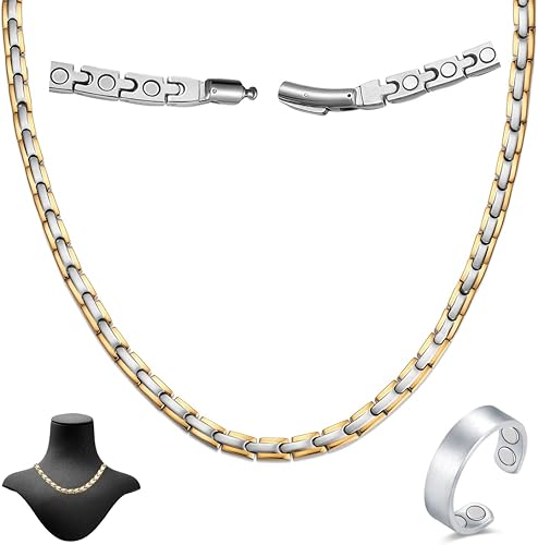 Collar de titanio para hombres y mujeres, collar magnético para aliviar el dolor, dolores de cabeza, migraña, hombros, fuerza de espalda, collar de
