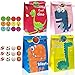 Sacchetti Regalo di Carta Dinosauro, 20 Pezzi Sacchettini Compleanno Bambini, Colorato Sacchetto di Caramelle Grande con 24 Adesivi Positivi per Bambini Compleanni, Feste, Natale