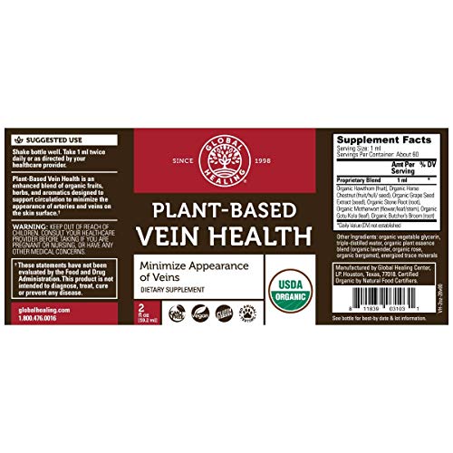 Global Healing Plant-Based Vein Health & Turmeric Kit - Liquid Drops For Healthy Blood Flow & Vein Circulation And Organic, Vegan Supplement For Digestive Enzymes & Joint Support - 2 Fl Oz Each #TOP3