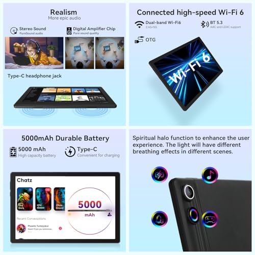 Image of Gleeso Tablet, 10 Inch Android 15 Tablet, 20GB RAM+64GB ROM+ 1 TB TF, 5000mAh Fast Charging Battery, HD Display, Widevine L1, Dual Camera, Face ID, Lightweight Portable Tablet for Work Entertainment