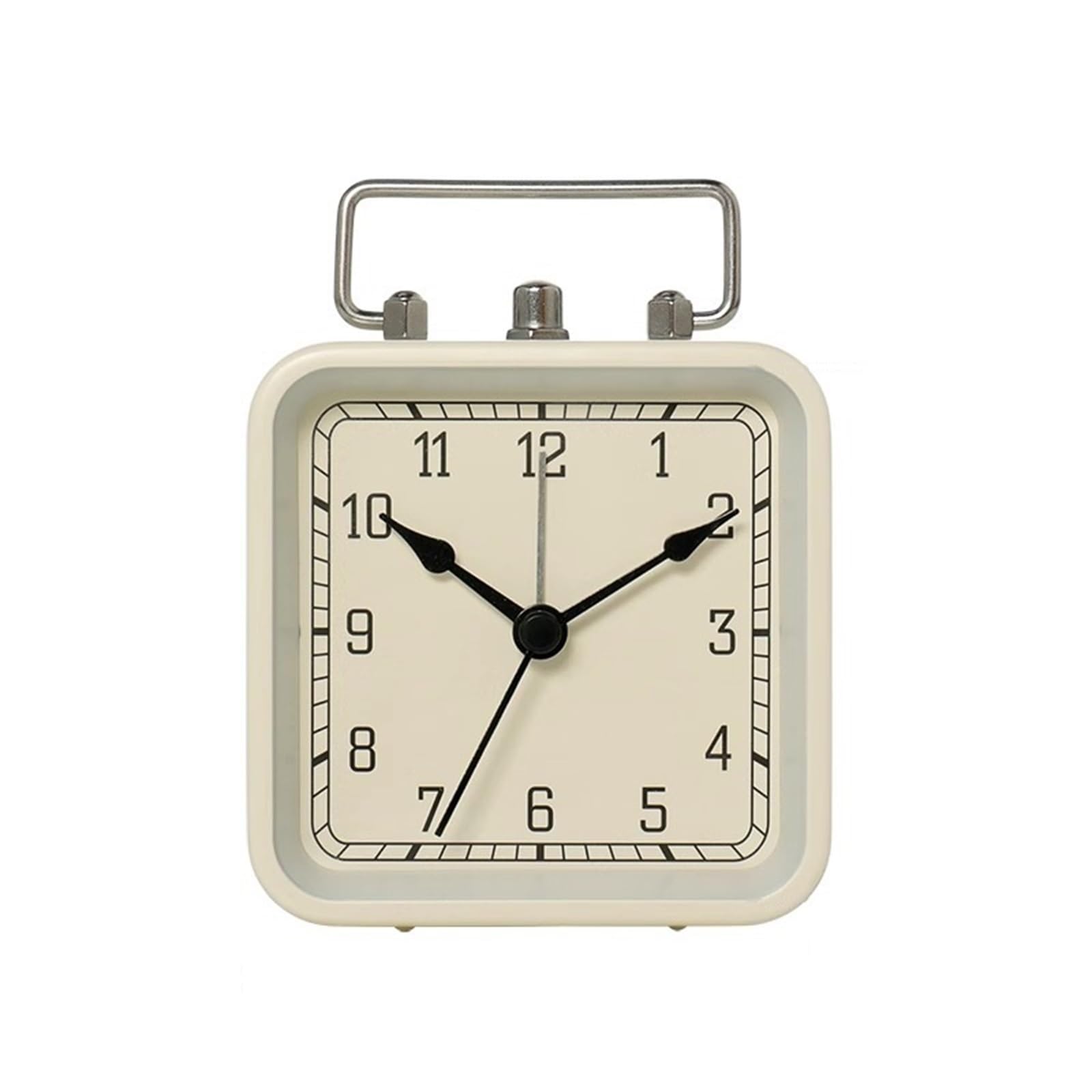 J9V4G6S3B5 Desk Clock Vintage Metal Night Light Alarm Clock for Bedroom Student Quiet Table Desk Hour analogue alarm clock(White)