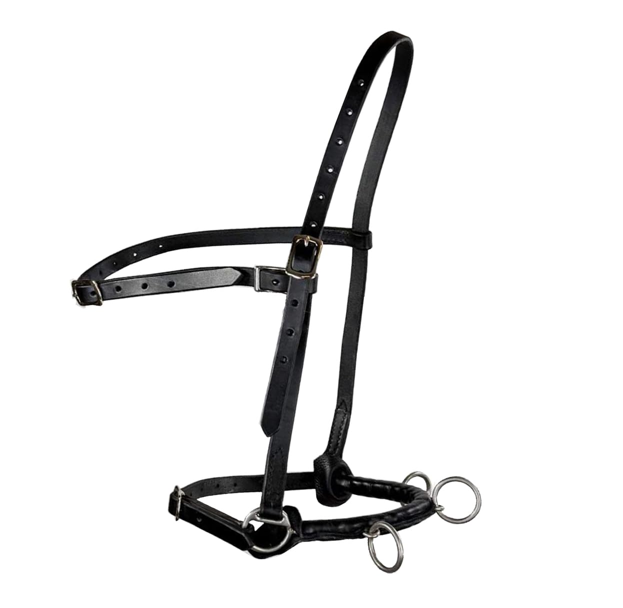 Spire Cavesson Cabalgando de cuero Lunge Bridle Headcollar Negro Para Apuldir y montar Mazorca y Caballos de tamaño completo