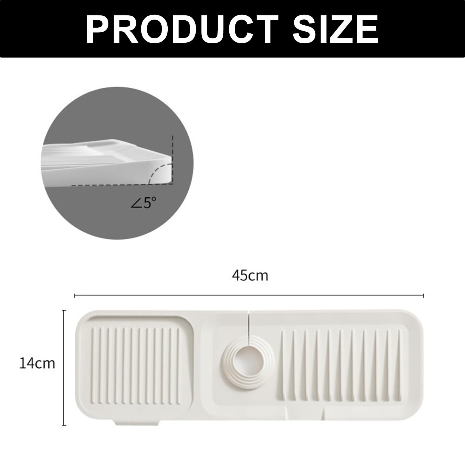 Onezebra 45x14cm Sink Splash Guard, Kitchen Sink Splash Guard, Silicone Faucet Mat for 3.5-6cm Faucets - Image 2