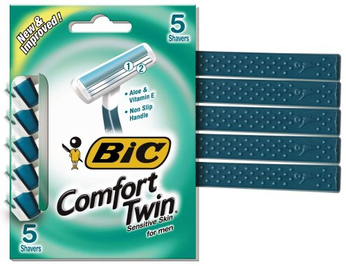 Bic Comfort Twin Sensitive Disposable Razors for Men, 5-Count, 0.11-Pounds (Pack of 3)