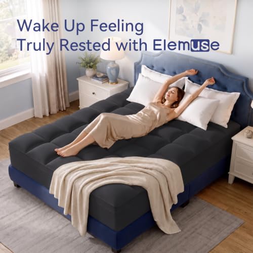 ELEMUSE Queen Black Thick Pillow Mattress Topper $32.91 AC - image 8
