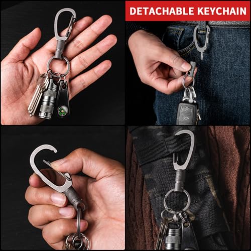 Image of FEGVE Titanium Quick Release Swivel Keychain, Pull Apart Detachable Keychain Heavy Duty Car Key Holder with Key Rings