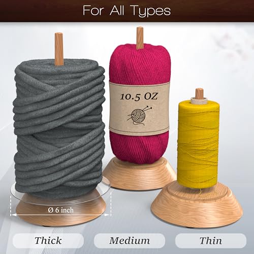 Image of BARVA Yarn Holder Set 22 Lb Capacity w /Extra Spindle | Acrylic Disk for 12 Inch Chunky Yarn Cakes | Bearing Spinner & Big Rubber Anti Slip Pads | European Crochet Accessories & Fiber Crafts Pro Tools