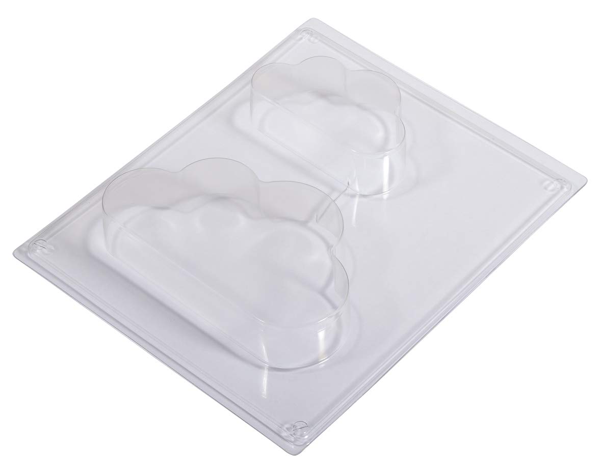 Rayher 36104000 Cloud-Shaped Casting Mould for Concrete Crafts, Plaster of Paris and Soap, Two Clear Plastic Shapes for Moulding, Large and Small in the Sizes 15x9x3cm and 10x6x3cm