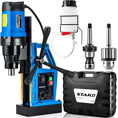 STAKO SCY-2800RE Max Ø 80 mm Magnetbohrmaschine 2050 W mit Koffer – 17kg – Magnetkraft 17000 N – tragbare Kernbohrmaschine für Metallbearbeitung mit mit Weldon 19 mm MK3 und Bohrfutter 3-16 mm – Set 2