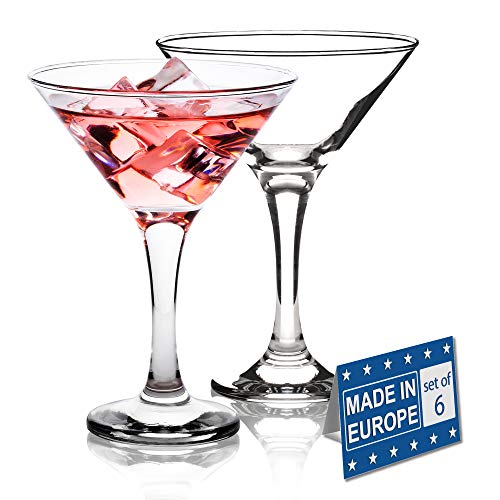 Martini Glasses Set of 6, Classics 6 Piece Martini Set, Perfect Cocktail Glasses, 6 Ounce Capacity