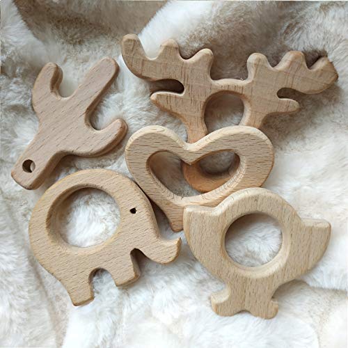 Image of 10pcs Natural Wooden Antlers Montessori Toy Pendant Pure Natural Beech Wood Animal Shape Toys for Handmade Necklace /Bracelet (Antlers 10pcs)