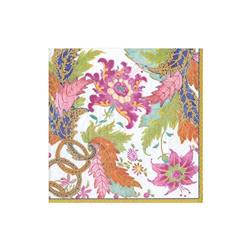 Caspari Tobacco Leaf Ivory Paper Cocktail Napkins Pack of 20
