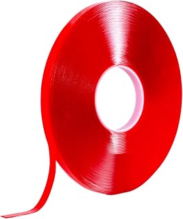 Double Sided Heavy Duty Acrylic Foam Tape, 0.5 in x 54 Ft per Roll, Strong Mounting Adhesive Tape, Thick Red Adhesive Removable Tape, Clear Outdoor Waterproof Tape