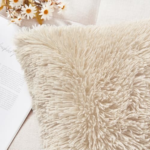 Image of Faux Fur Throw Pillow Covers for Couch Decorative Pillows 16x16 Inch