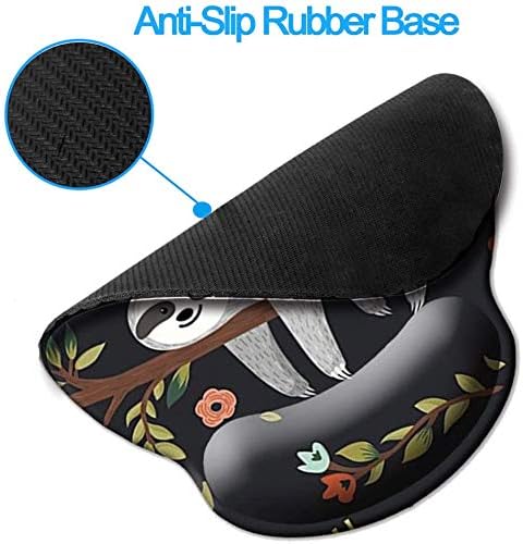 Memory Foam Mousepad with Wrist Support Design Ergonomic Mouse Pad Comfortable Wrist Rest Non-Slip PU Base Mouse Mat (Baby Sloth-Foam Wrist)