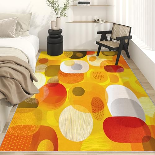 Tapis moderne à poils courts lavable au design géométrique bohème